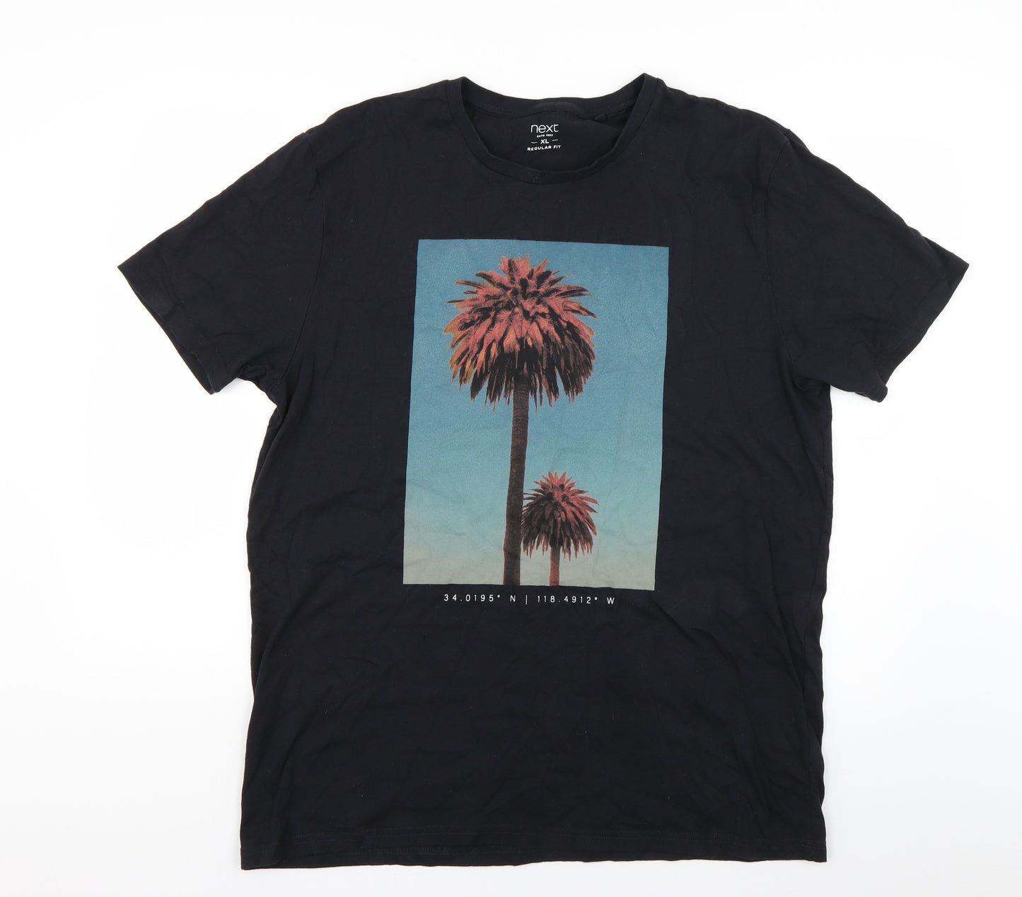 NEXT Mens Black Geometric   T-Shirt Size XL