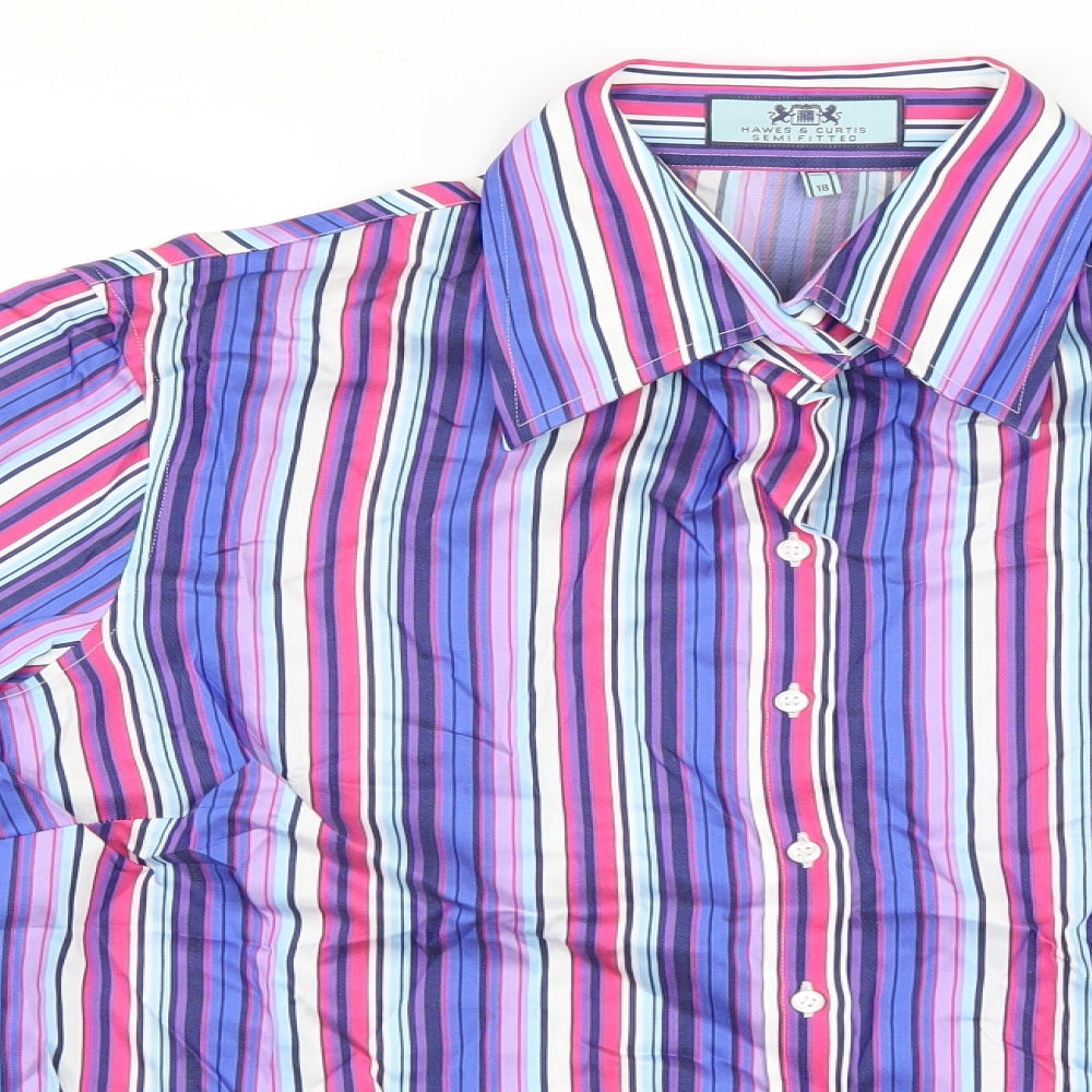 Hawes & Curtis Mens Multicoloured Striped   Dress Shirt Size 18