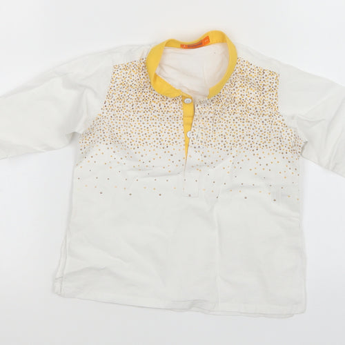 J Infants Boys White Animal Print  Basic Polo Size 6-9 Months