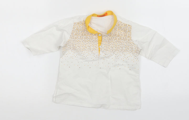 J Infants Boys White Animal Print  Basic Polo Size 6-9 Months