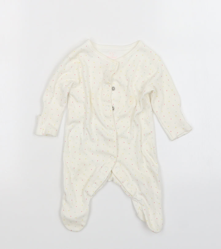 Earlydays Girls White Polka Dot  Babygrow One-Piece Size Newborn