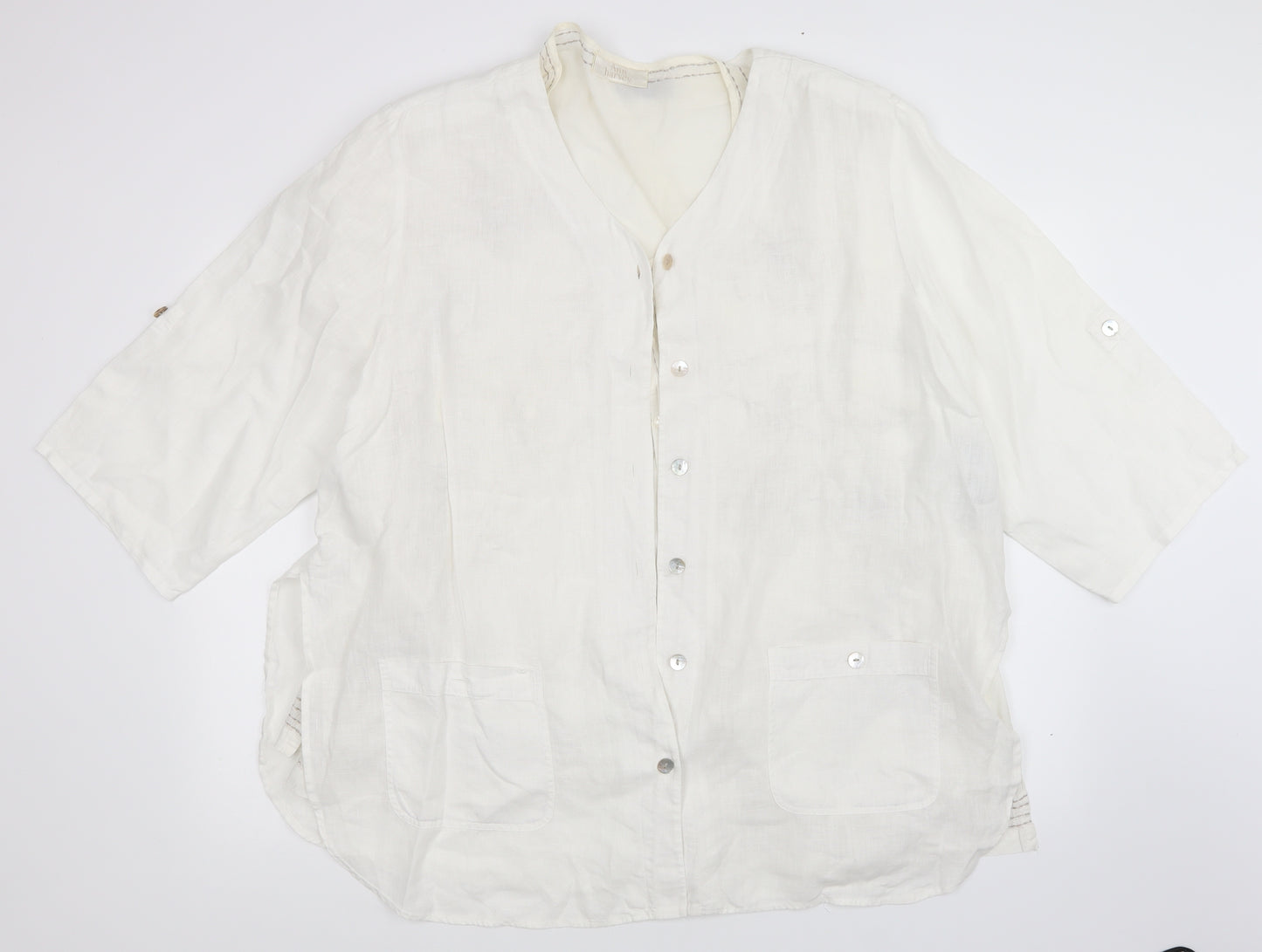 Preworn Womens White   Shirt Dress  Size 18