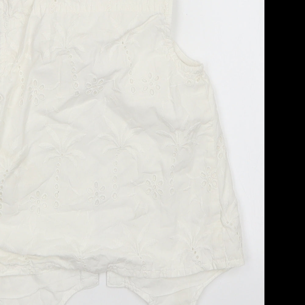 TU Girls White Floral  Basic Button-Up Size 7 Years