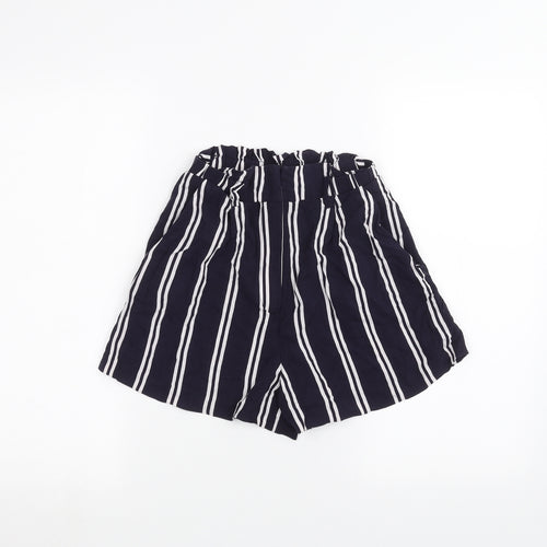 H&M Womens Blue Striped  Paperbag Shorts Size 4