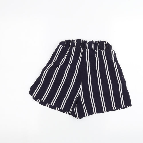 H&M Womens Blue Striped  Paperbag Shorts Size 4