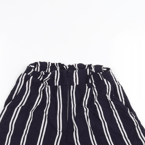 H&M Womens Blue Striped  Paperbag Shorts Size 4
