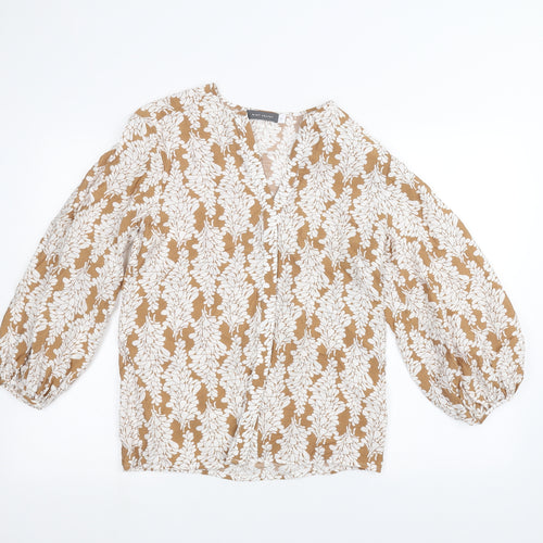 Mini Velvet Womens Brown Floral  Basic Blouse Size XS
