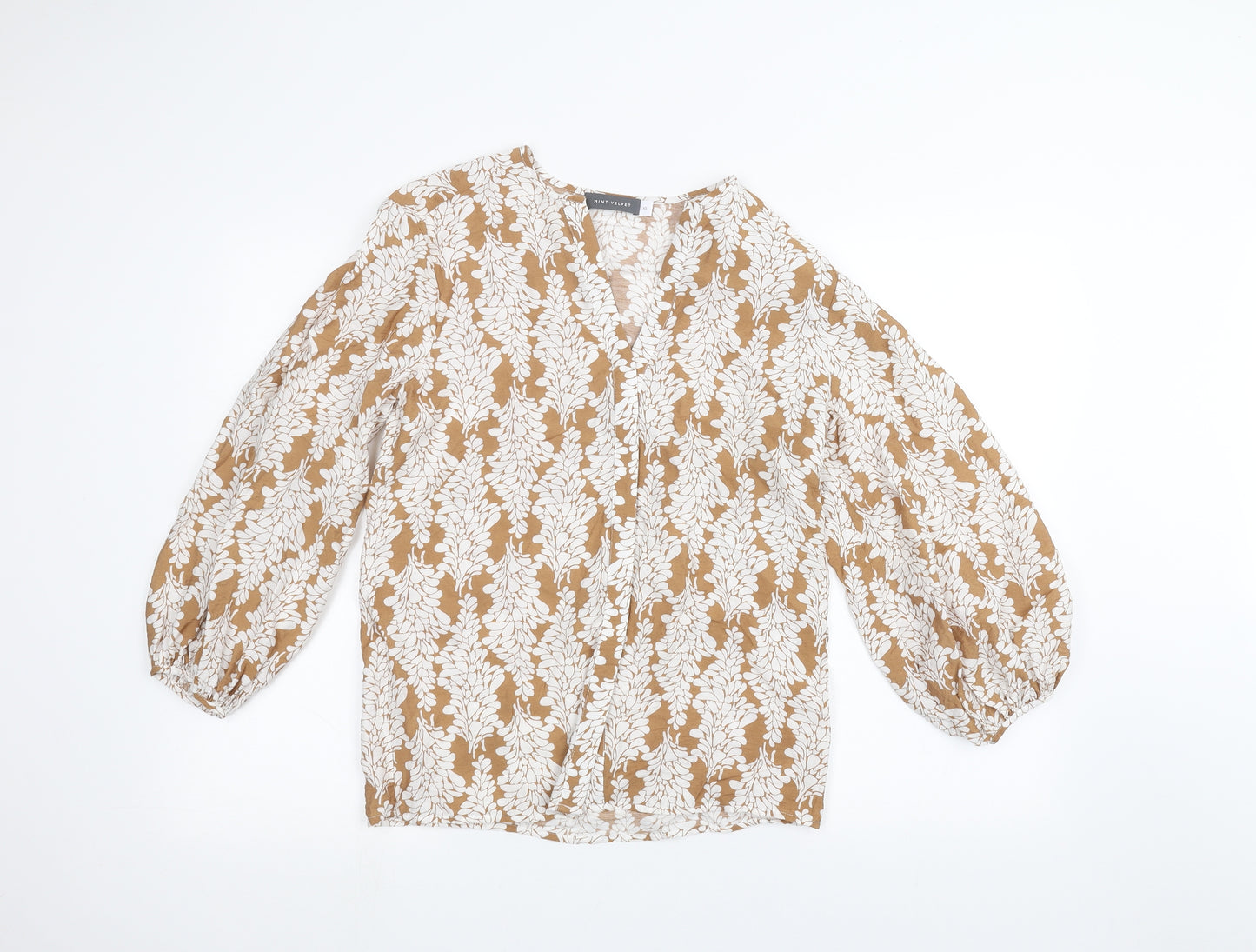 Mini Velvet Womens Brown Floral  Basic Blouse Size XS