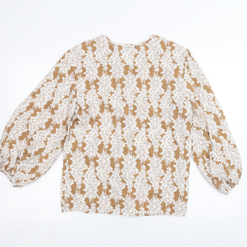 Mini Velvet Womens Brown Floral  Basic Blouse Size XS