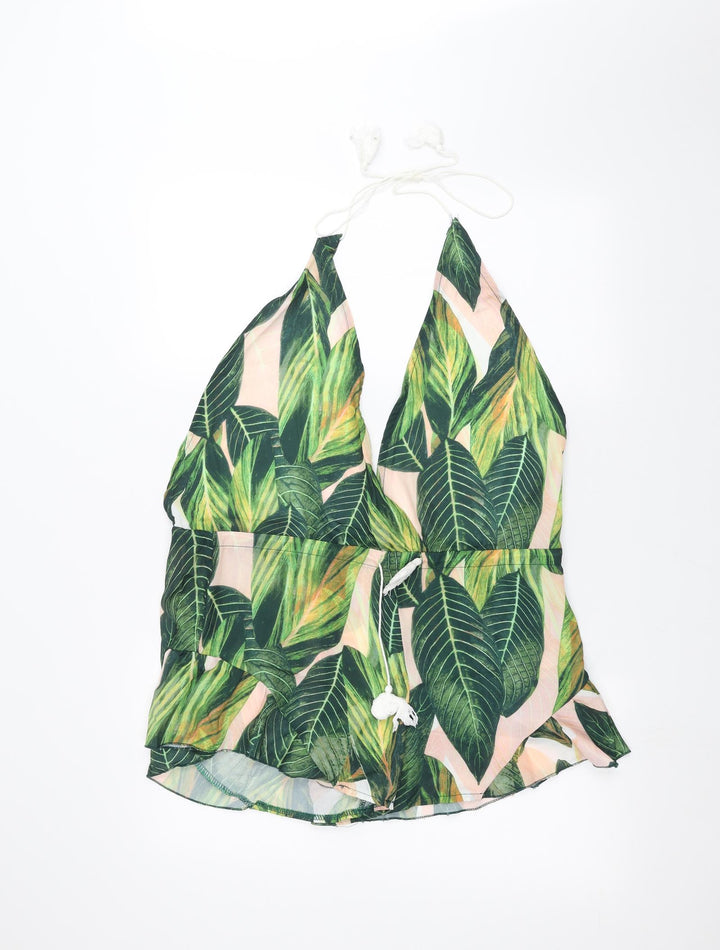Zaful Womens Green Camouflage  Basic Blouse Size S