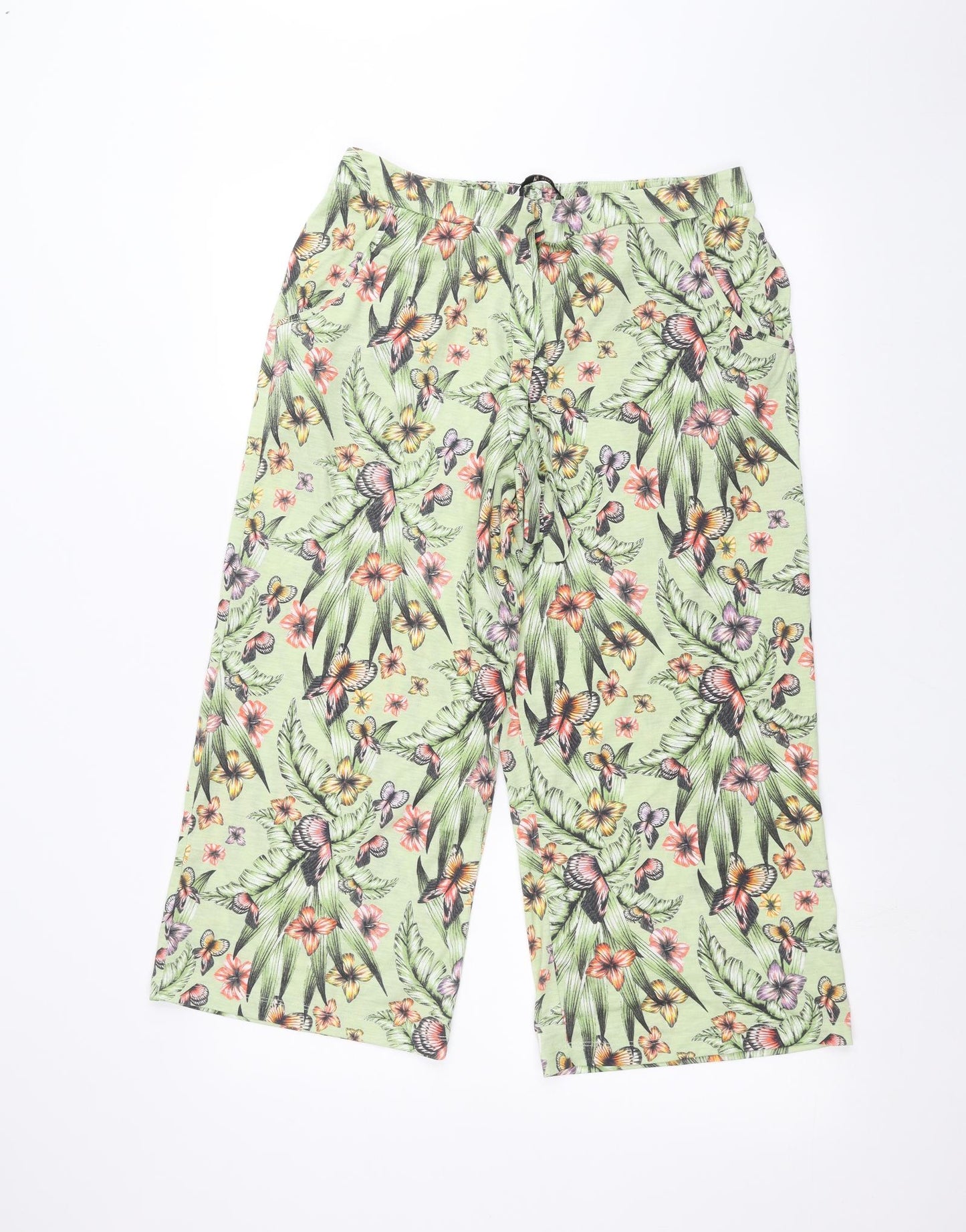 TU Womens Green Floral  Trousers  Size 14 L20 in