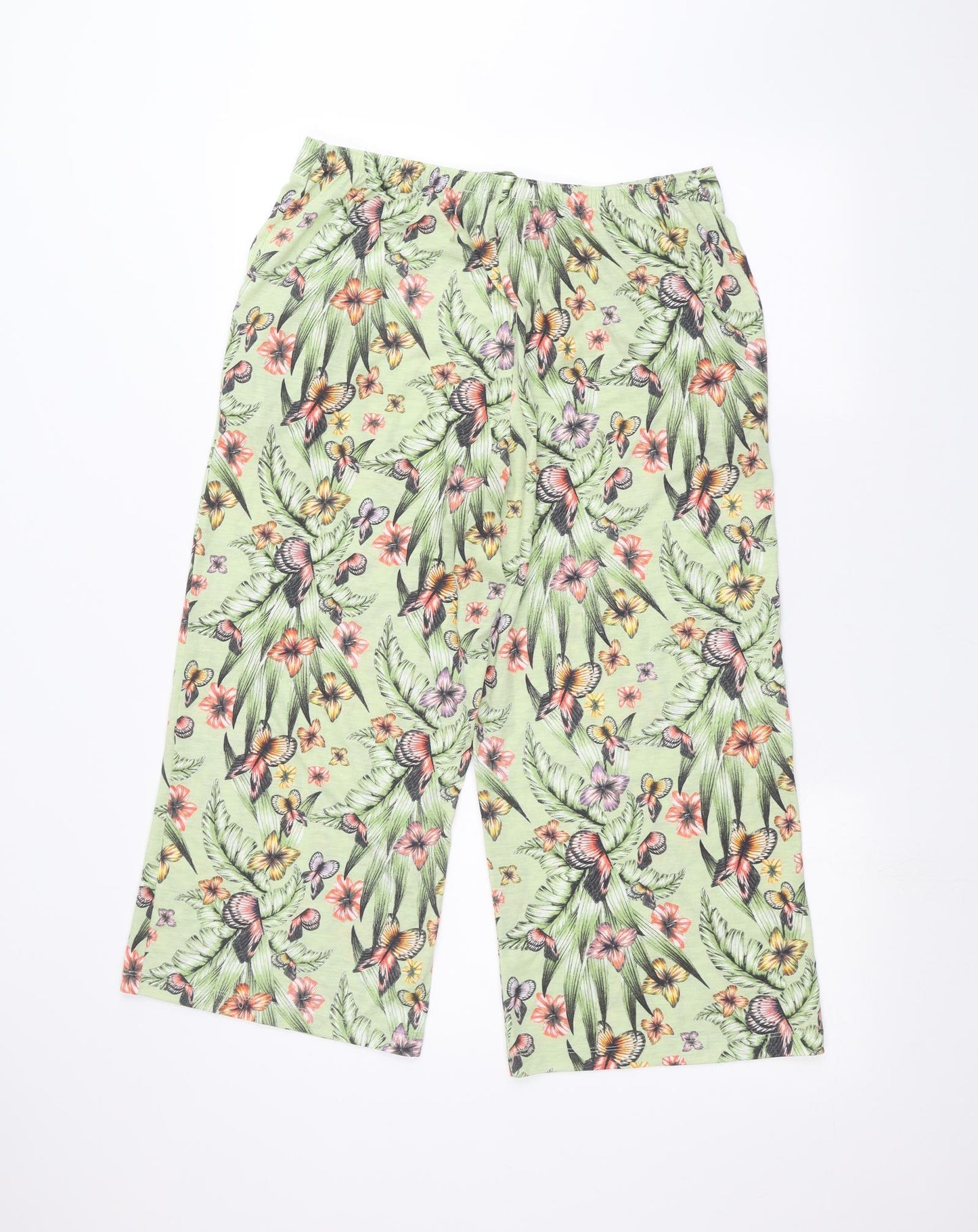 TU Womens Green Floral  Trousers  Size 14 L20 in