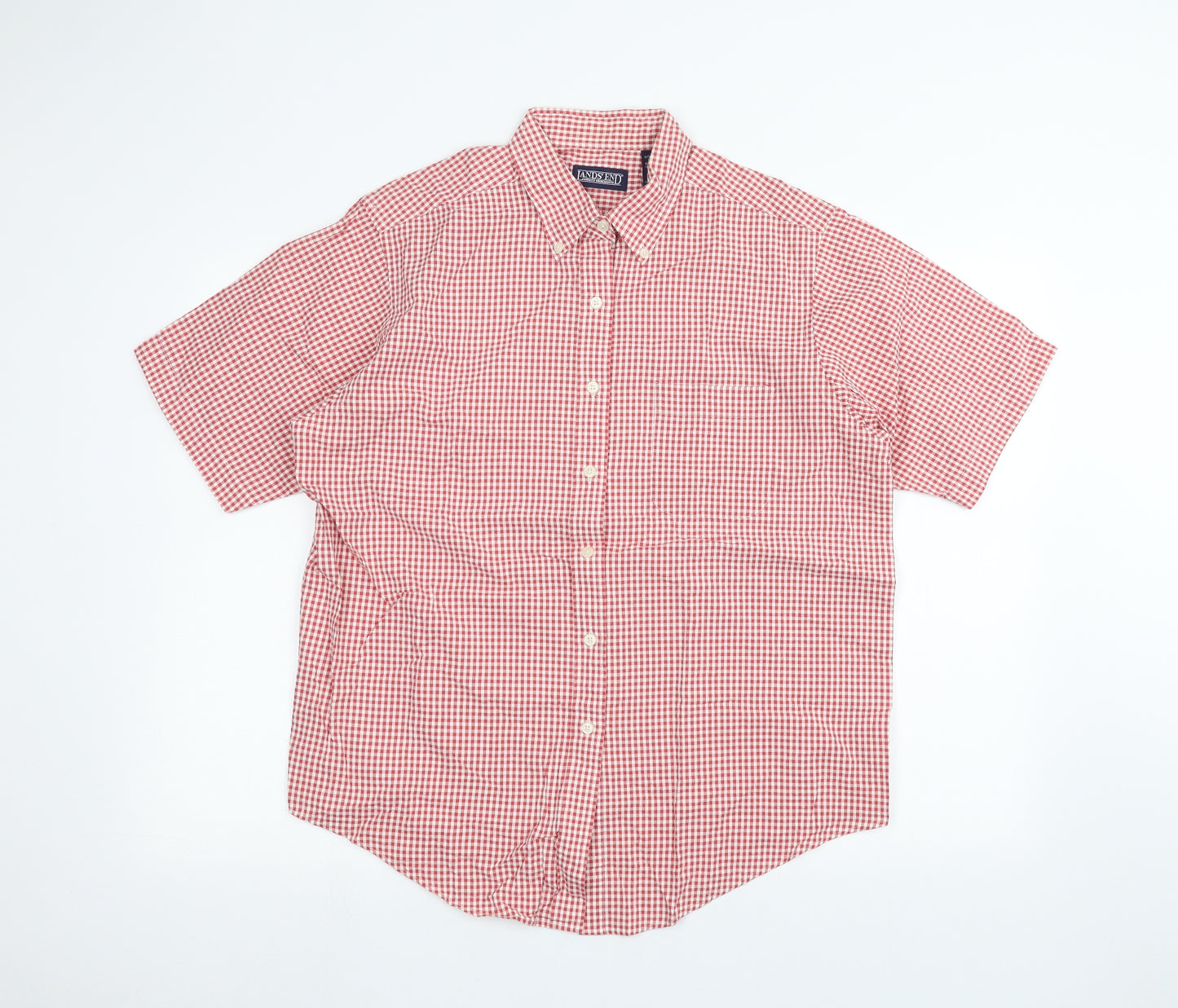 Lands' End Womens Red   Basic Button-Up Size L