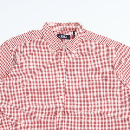 Lands' End Womens Red   Basic Button-Up Size L