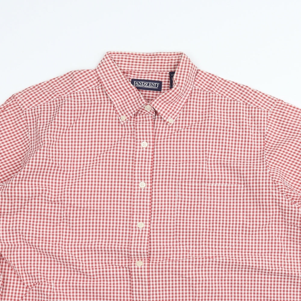 Lands' End Womens Red   Basic Button-Up Size L