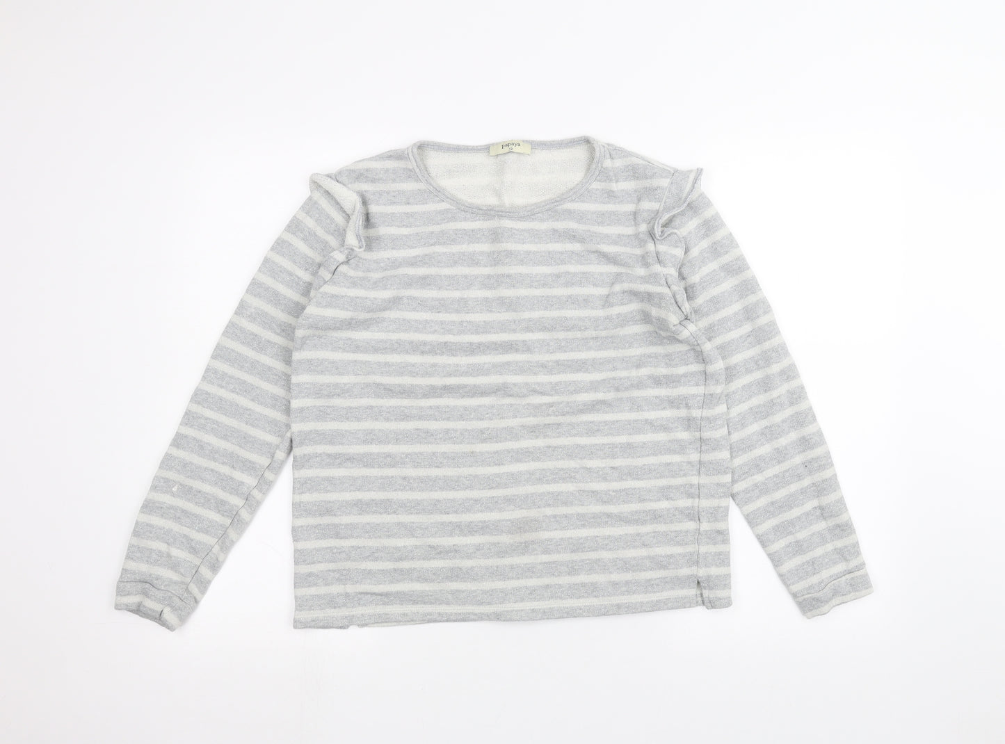 Papaya Womens Grey Striped  Pullover Jumper Size 12