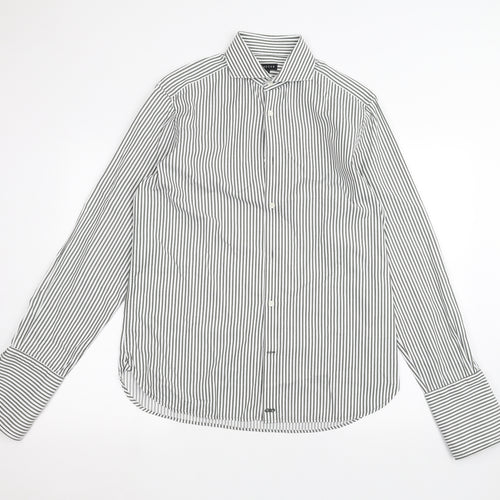 Jaeger Mens White Striped   Dress Shirt Size 15.5