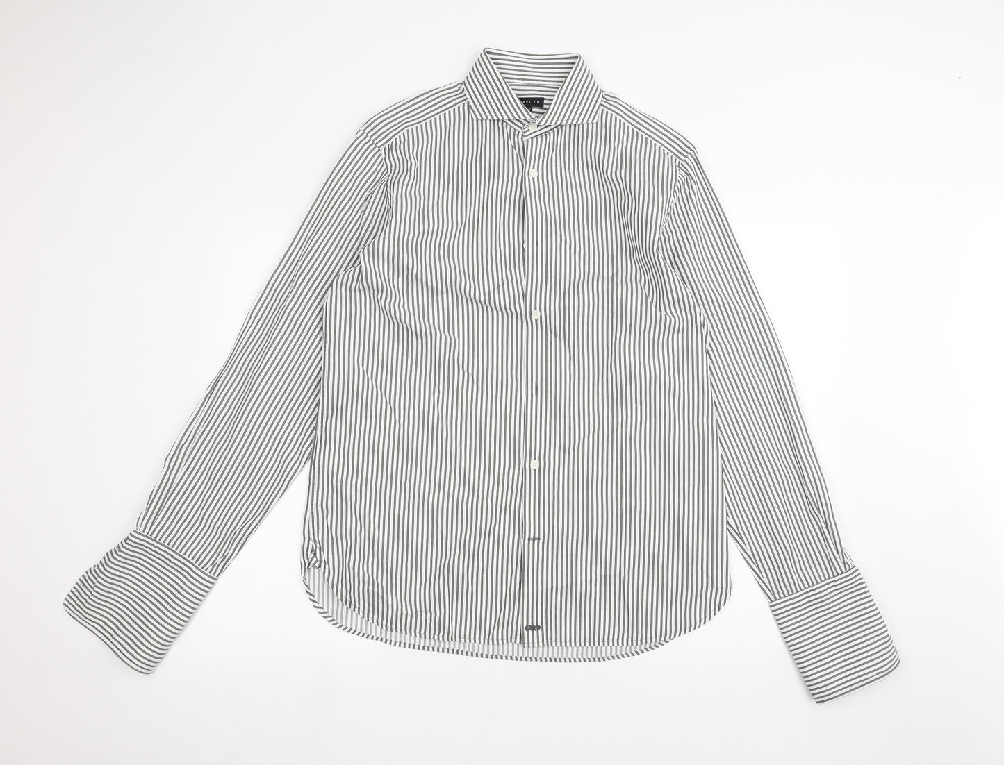 Jaeger Mens White Striped   Dress Shirt Size 15.5