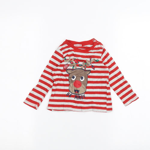 So Cute Baby Grey Striped  Basic T-Shirt Size 9-12 Months  - christmas