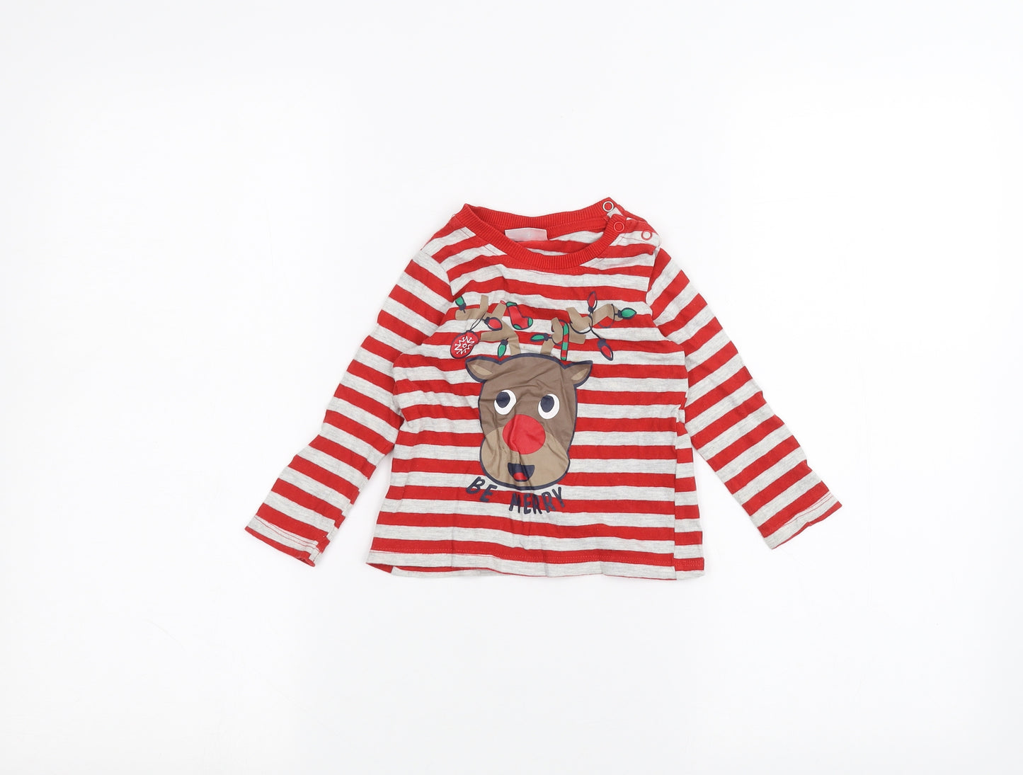 So Cute Baby Grey Striped  Basic T-Shirt Size 9-12 Months  - christmas
