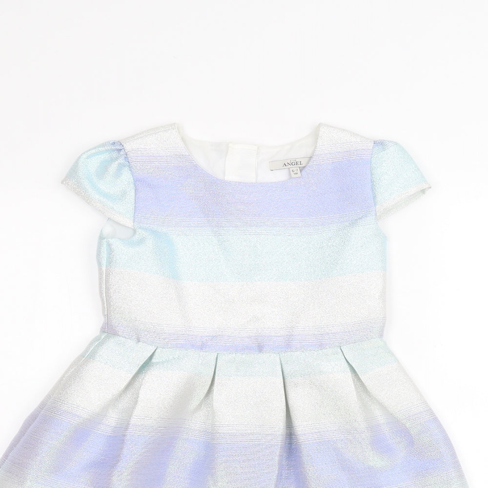 E-vie Girls Silver Striped  A-Line  Size 6-7 Years