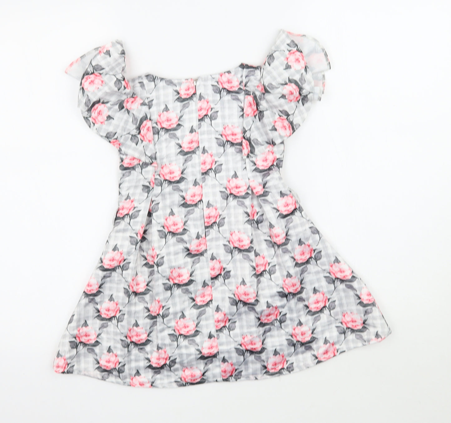Peppermint Girls Grey Floral  Fit & Flare  Size 2-3 Years