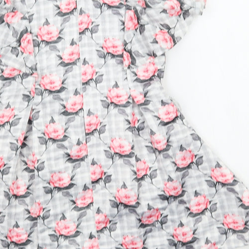 Peppermint Girls Grey Floral  Fit & Flare  Size 2-3 Years