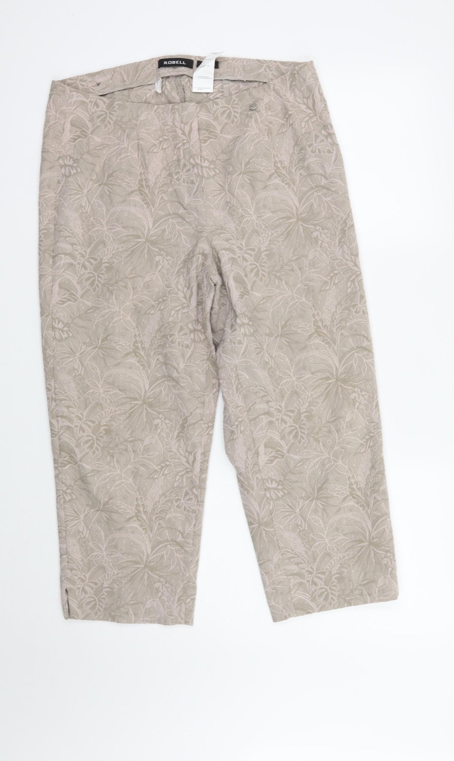 Robell Womens Beige Floral  Trousers  Size 16 L23 in