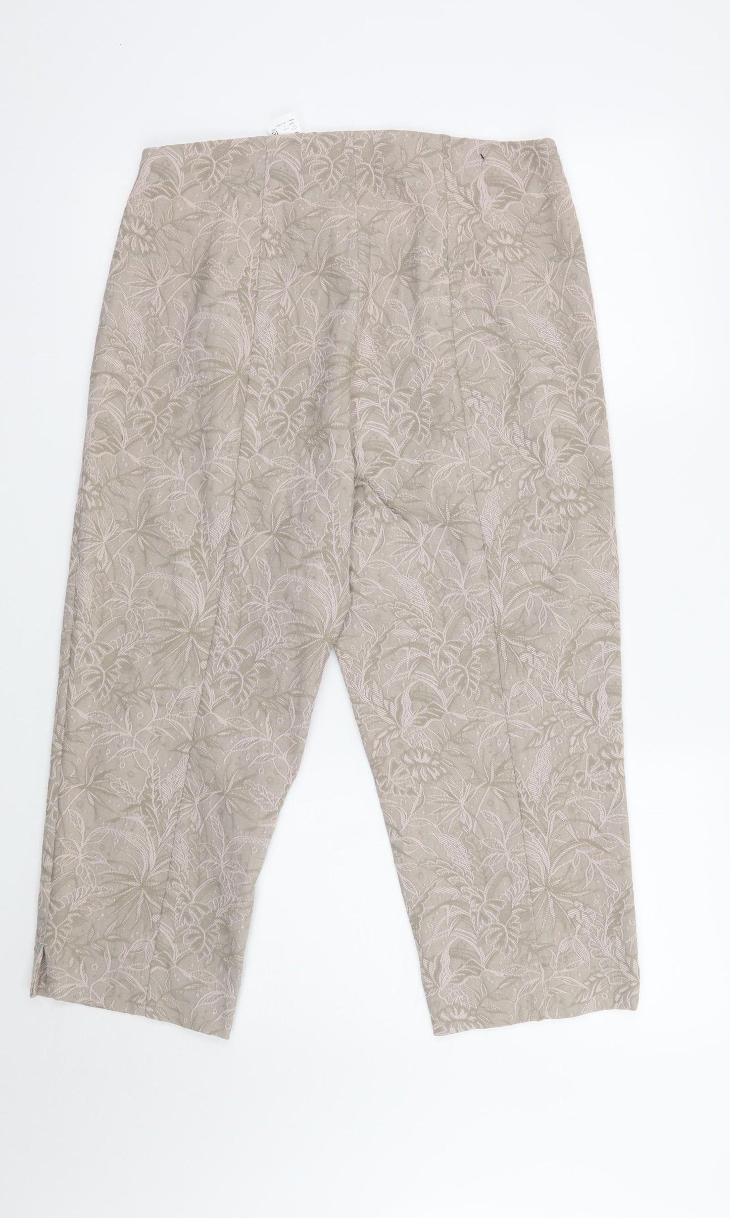 Robell Womens Beige Floral  Trousers  Size 16 L23 in