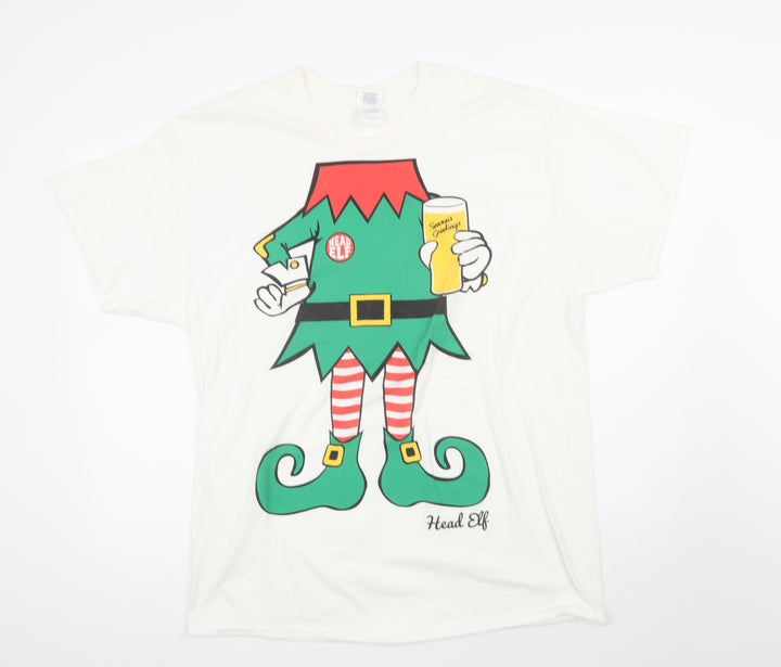 Gildan Mens White T-Shirt Size XL - Xmas