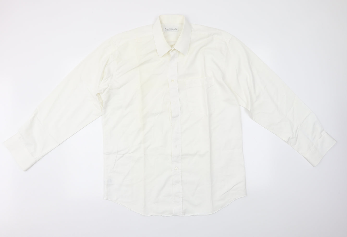 M&S Mens White    Dress Shirt Size 16