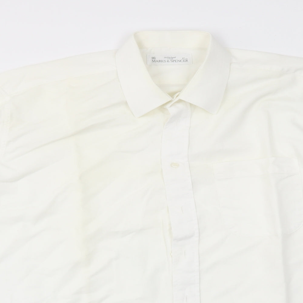 M&S Mens White    Dress Shirt Size 16