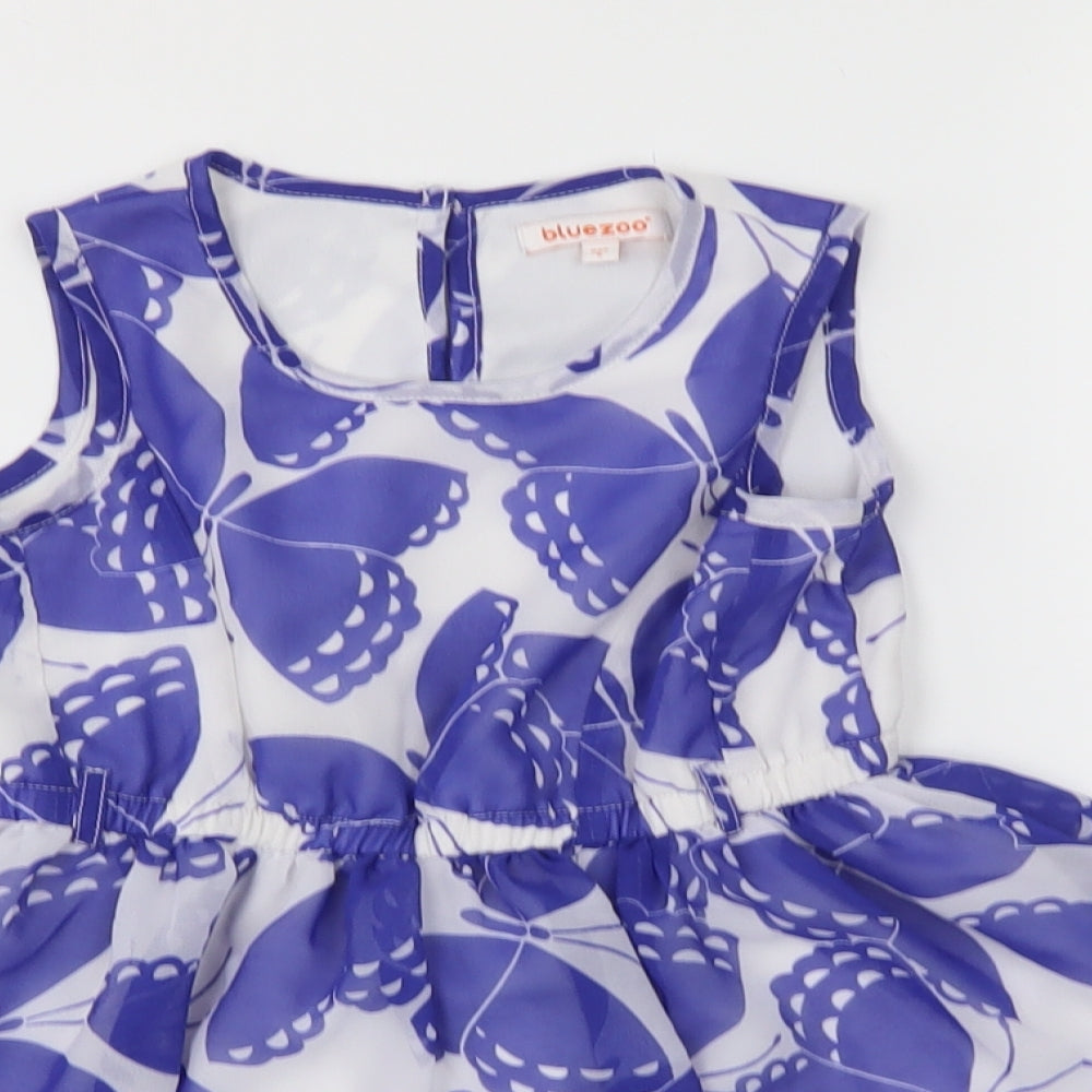 Blue Zoo Girls Blue Floral  A-Line  Size 4 Years