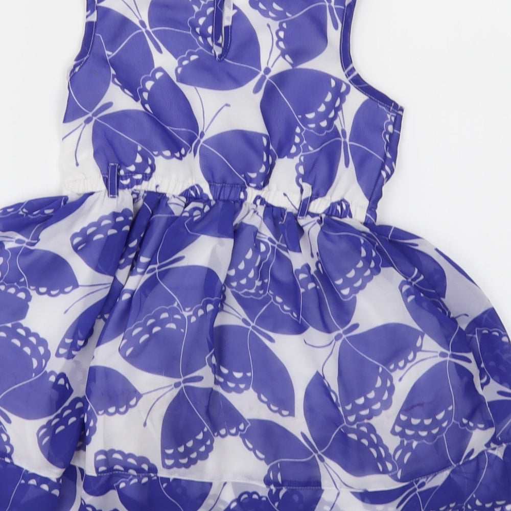 Blue Zoo Girls Blue Floral  A-Line  Size 4 Years