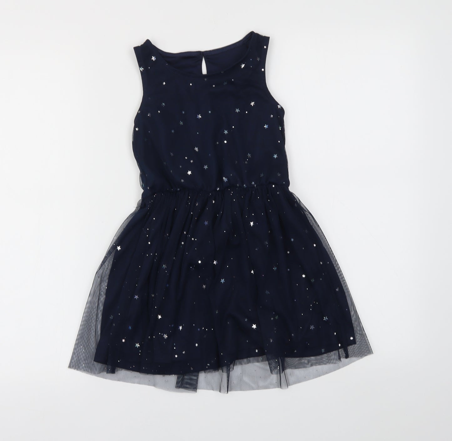 Nutmeg Girls Blue Geometric  Fit & Flare  Size 5-6 Years  - Stars