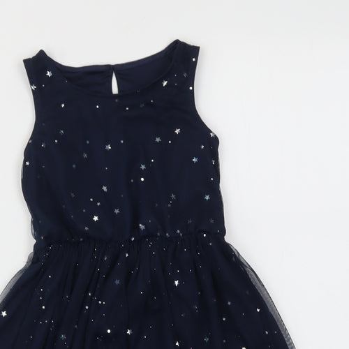 Nutmeg Girls Blue Geometric  Fit & Flare  Size 5-6 Years  - Stars
