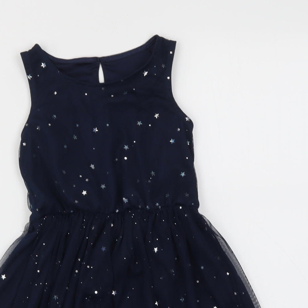 Nutmeg Girls Blue Geometric  Fit & Flare  Size 5-6 Years  - Stars