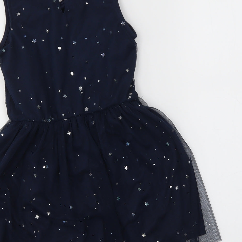 Nutmeg Girls Blue Geometric  Fit & Flare  Size 5-6 Years  - Stars