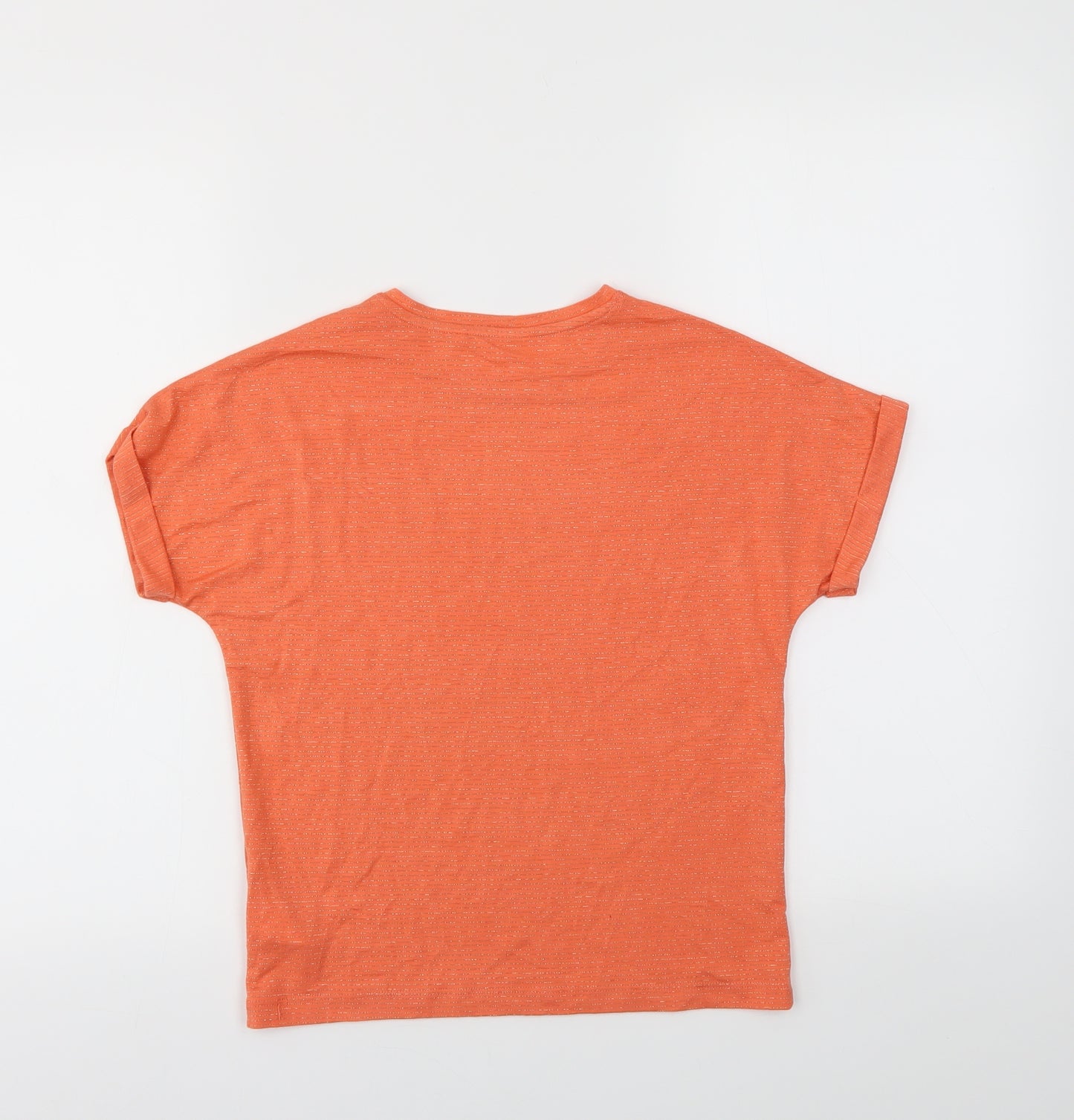 name it Girls Orange Striped  Basic T-Shirt Size 9-10 Years