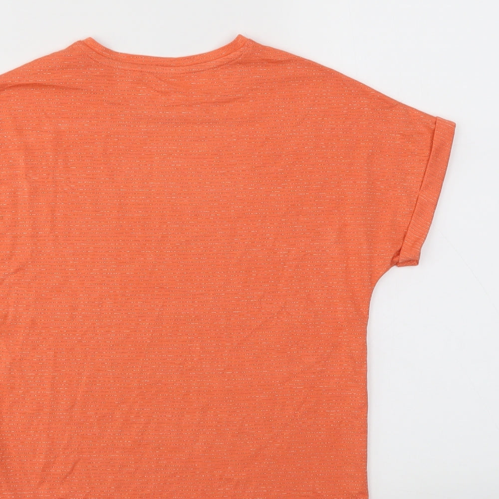 name it Girls Orange Striped  Basic T-Shirt Size 9-10 Years