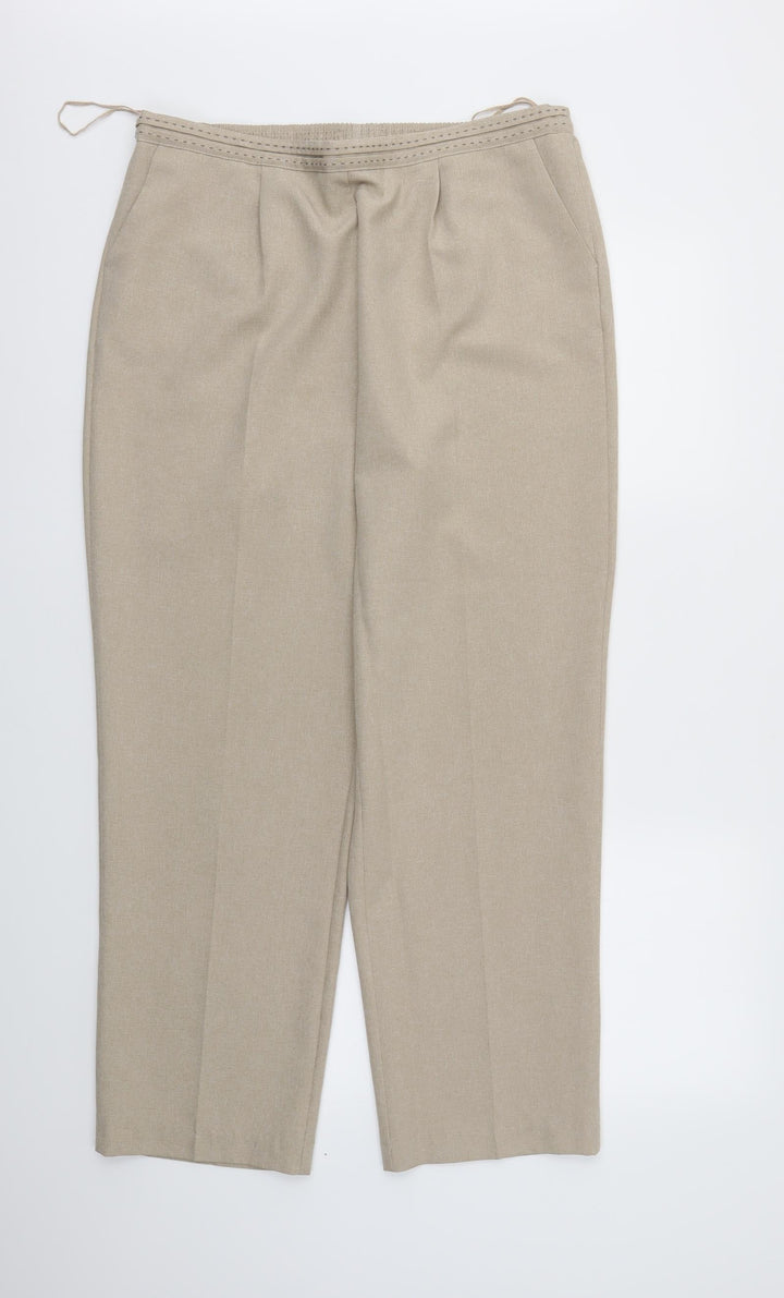 BM Womens Beige Trousers Size 16 L28 in - Elastic Waist Band