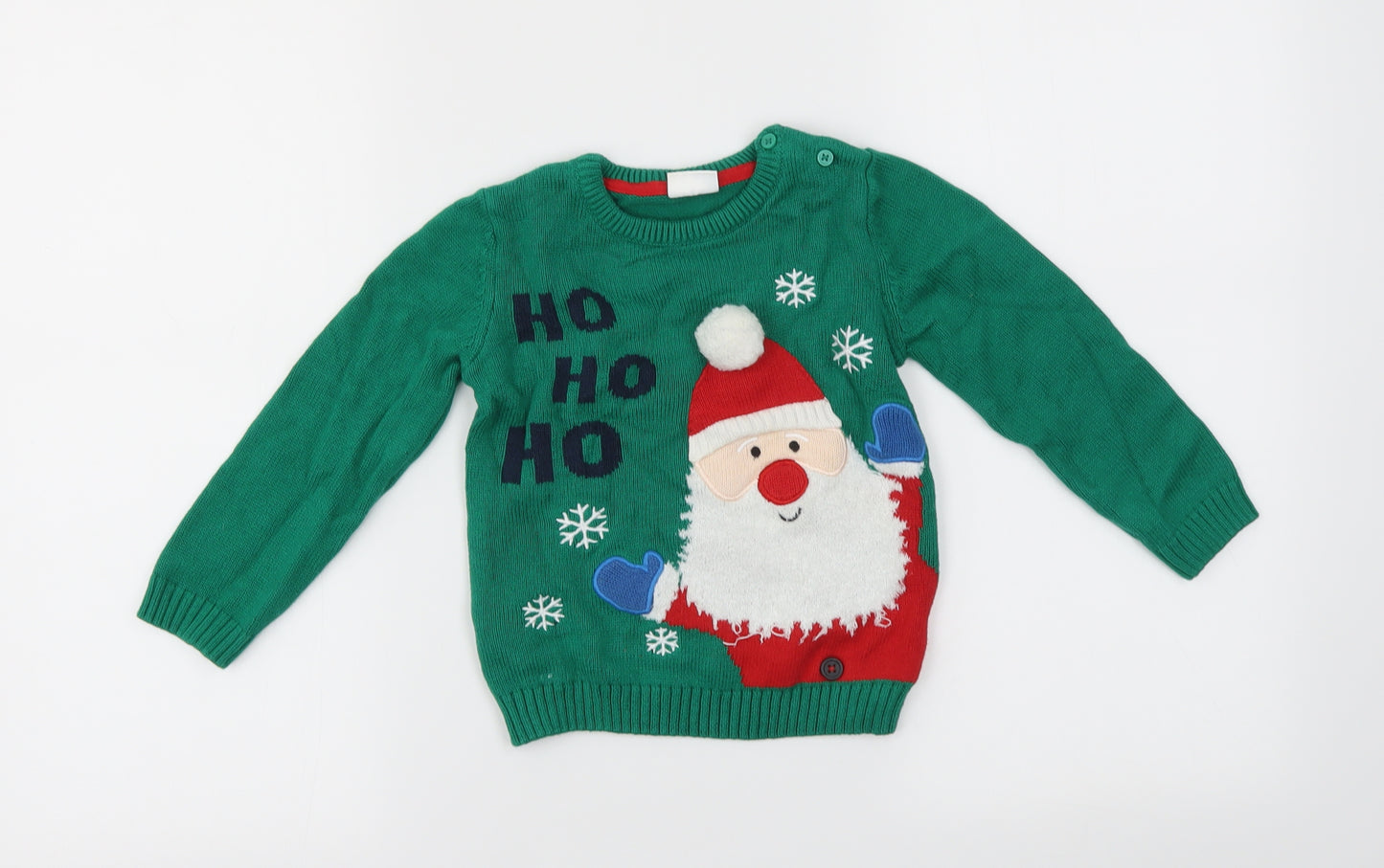 F&F Boys Green   Pullover Jumper Size 2 Years  - Santa Christmas