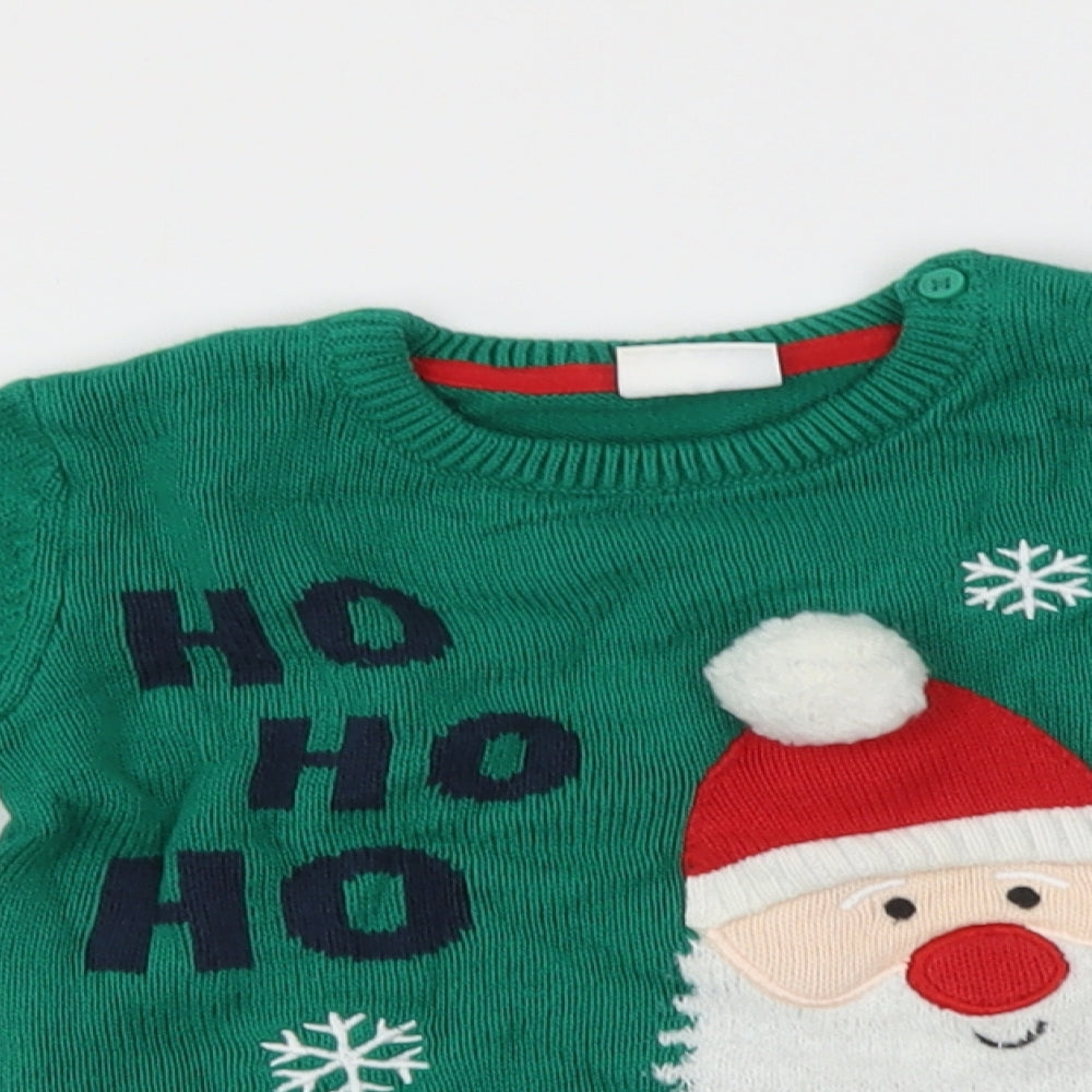 F&F Boys Green   Pullover Jumper Size 2 Years  - Santa Christmas