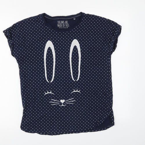 Nutmeg Womens Blue Polka Dot  Top Pyjama Top Size 8
