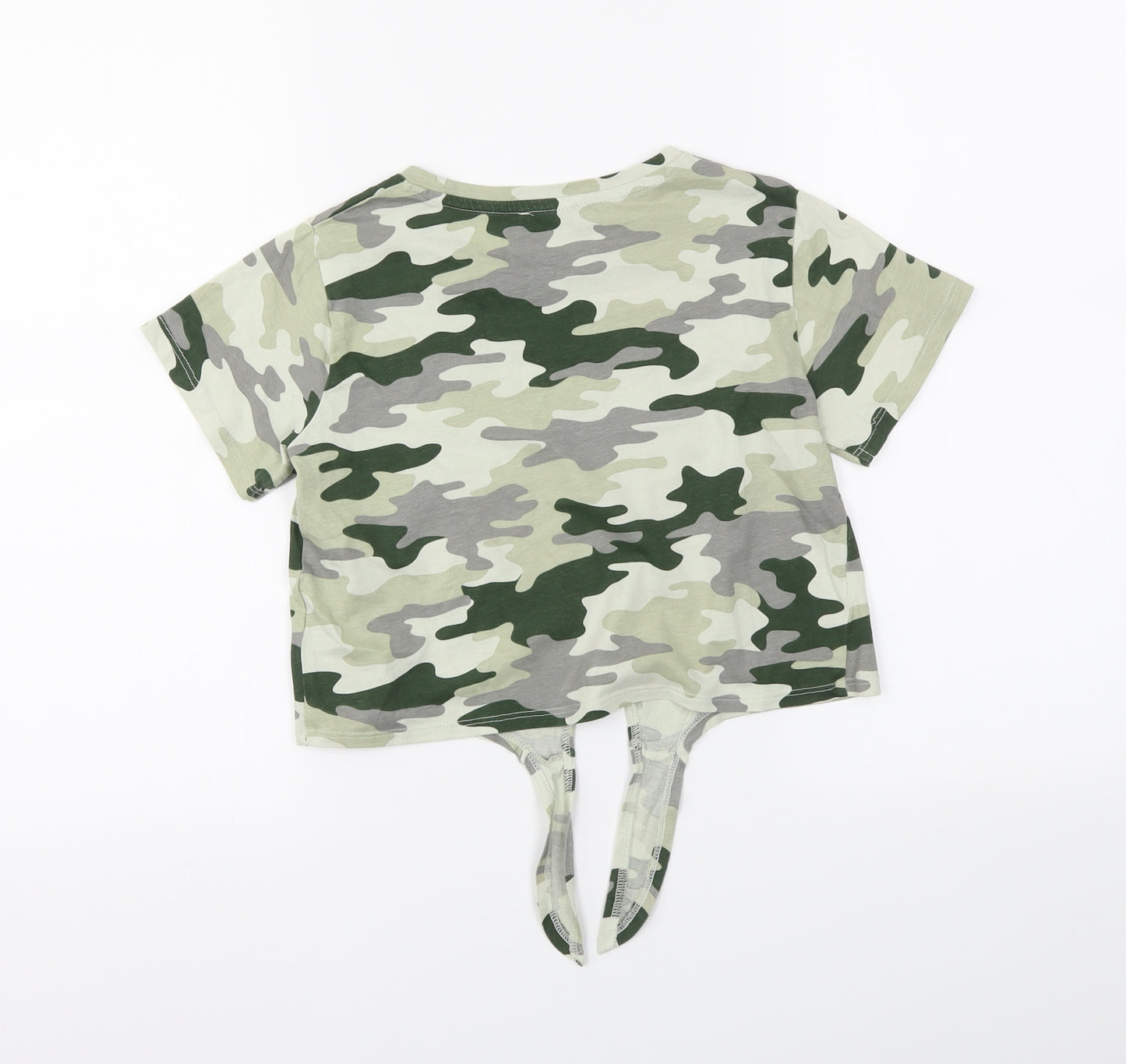 Primark Girls Green Camouflage  Basic T-Shirt Size 9-10 Years  - Sequin detail