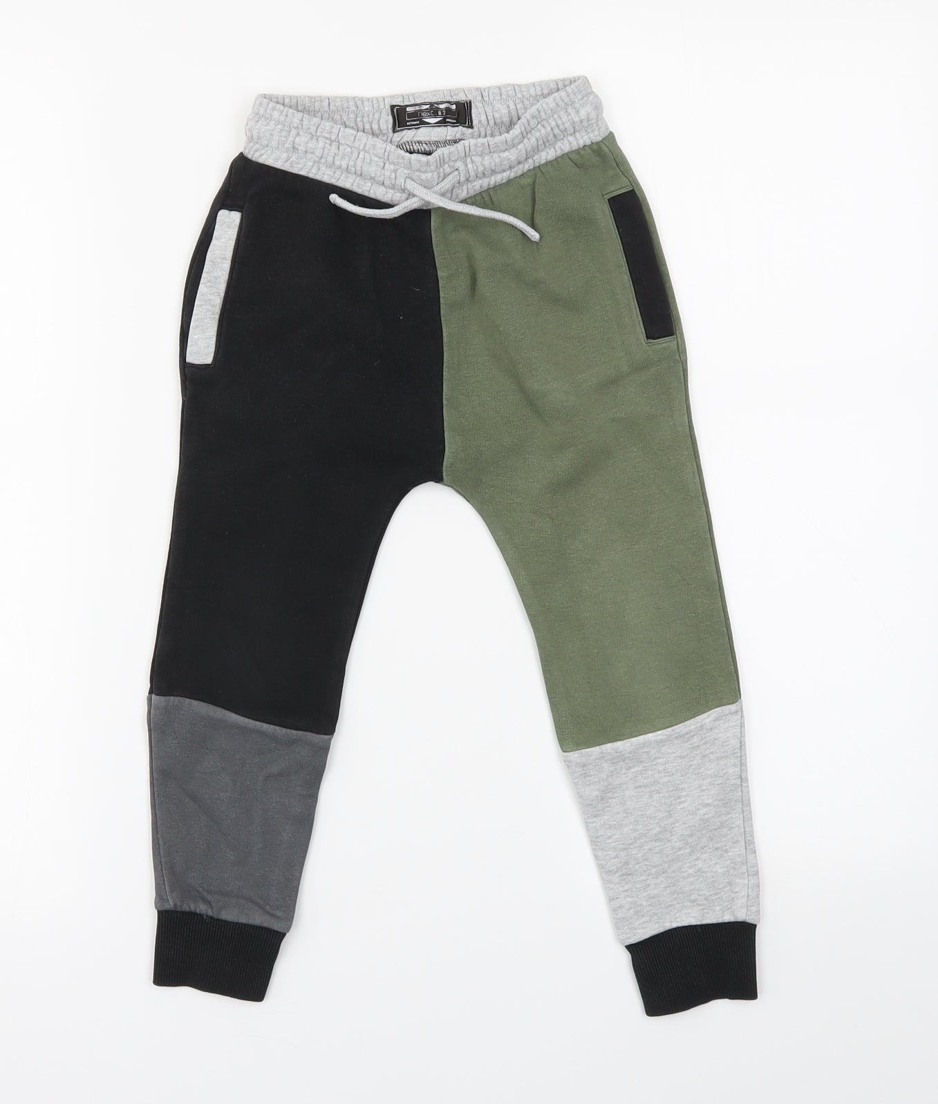 NEXT Boys Green Colourblock  Jogger Trousers Size 4-5 Years