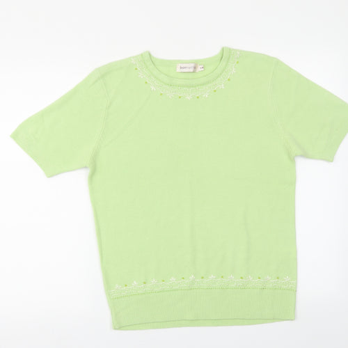 Bonmarché Womens Green Floral  Pullover Jumper Size M