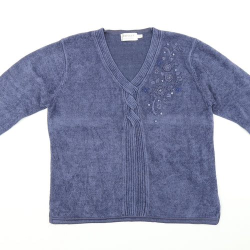 Reflect Collection Womens Blue   Pullover Sweatshirt Size L