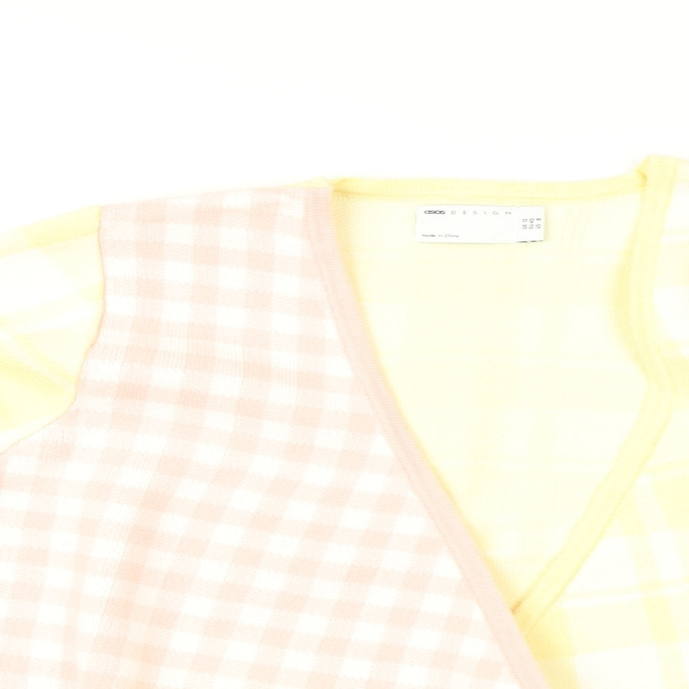 ASOS Womens Multicoloured Check  Cardigan Jumper Size 12  - Tie front