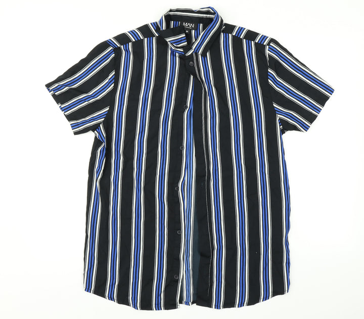 boohooMAN Mens Multicoloured Striped   Button-Up Size M